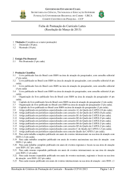 Ficha de Pontua&ccedil;&atilde;o do Curr&iacute;culo Lattes (Resolu&ccedil;&atilde;o de Mar&ccedil;o