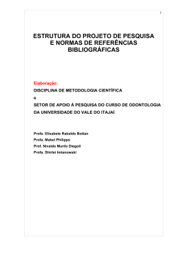 ESTRUTURA DO PROJETO DE PESQUISA