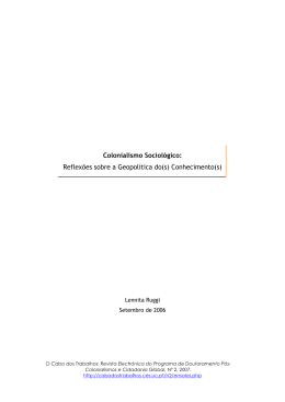 Colonialismo Sociológico: Reflexões sobre a Geopolítica do(s
