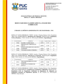 RESULTADO DOS CLASSIFICADOS NA AN&Aacute;LISE