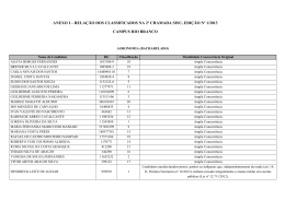 Rela&ccedil;&atilde;o dos Classificados na 2&ordf; Chamada SISU, Edi&ccedil;&atilde;o N&ordm;