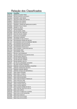 Rela&ccedil;&atilde;o dos Classificados