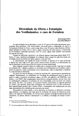 Diversidade da Oferta e Estrat&eacute;gias dos Vestibulandos