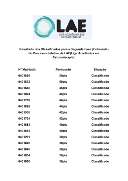 Resultado dos Classificados para a Segunda Fase (Entrevista) do