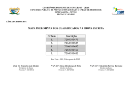 MAPA PRELIMINAR DOS CLASSIFICADOS NA PROVA