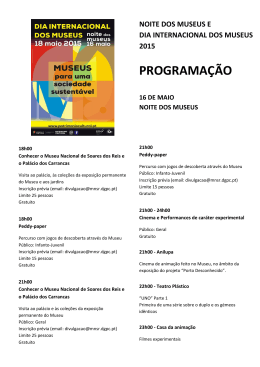 programa&ccedil;&atilde;o noite dos museus e dia internacional dos museus 2015