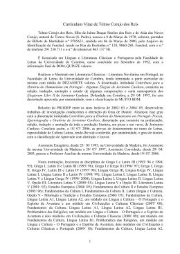 Curriculum Vitae de Telmo Corujo dos Reis