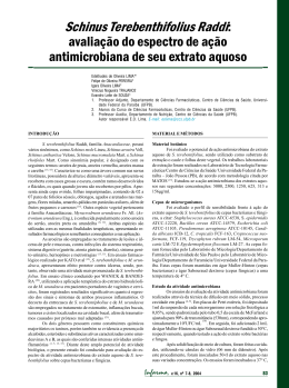 avaliação do espectro de ação antimicrobiana de seu extrato aquoso