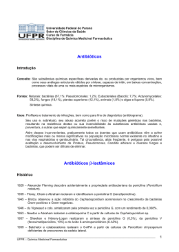 Antibi&oacute;ticos b-lact&acirc;micos. - Universidade Federal do Paran&aacute;