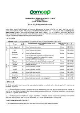 Edital Concurso COMCAP-SC 2015