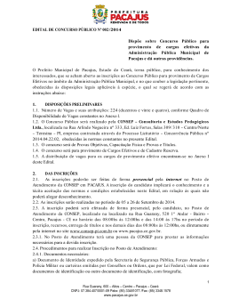 EDITAL DE CONCURSO PÚBLICO Nº 002/2014 Dispõe