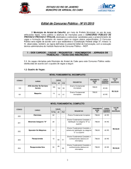 Edital de Concurso P&uacute;blico - N&ordm; 01/2015