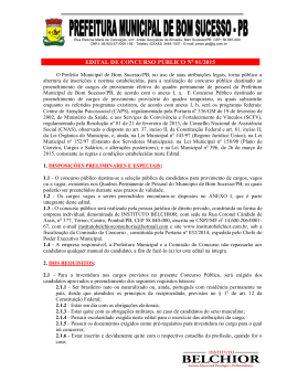 EDITAL DE CONCURSO P&Uacute;BLICO N 01/2015