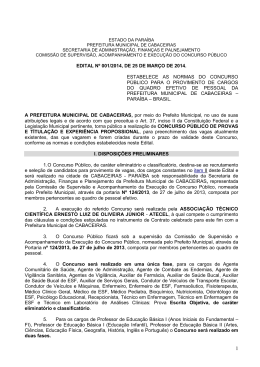 EDITAL Nº 001/2014, DE 25 DE MARÇO DE 2014