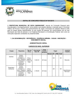 1 EDITAL DE CONCURSO P&Uacute;BLICO N&ordm; 001/2015 A PREFEITURA