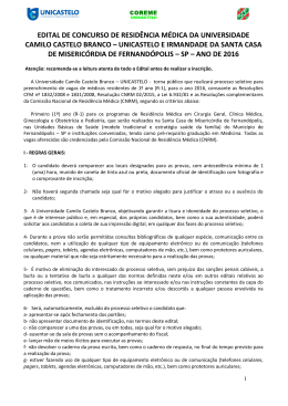 EDITAL DE CONCURSO DE RESID&Ecirc;NCIA M&Eacute;DICA DA
