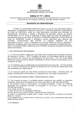 Edital n&ordm; 77 / 2014 - CCV - Universidade Federal do Cear&aacute;