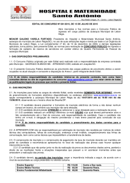 1 EDITAL DE CONCURSO N&ordm; 001/2015, DE 15 DE