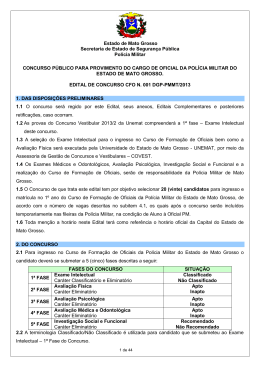 Edital de Abertura N&ordm;. 001/DGP-PMMT/2013