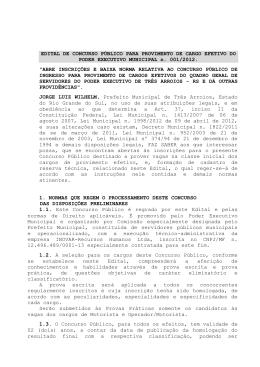 EDITAL DE CONCURSO P&Uacute;BLICO PARA PROVIMENTO DE
