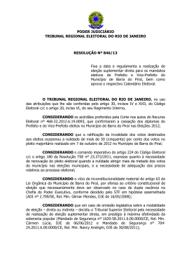 elei&ccedil;&otilde;es suplementares Barra do Pira&iacute;