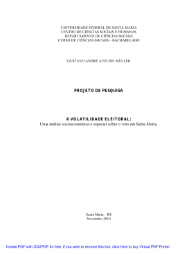 PROJETO DE PESQUISA A VOLATILIDADE ELEITORAL