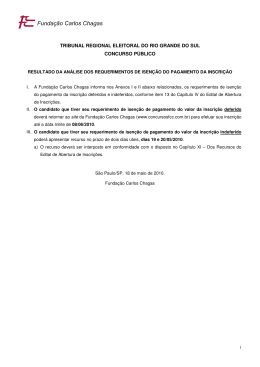 Deferimento e Indeferimento do Requerimento de Isen&ccedil;&atilde;o
