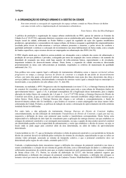A ORGANIZA&Ccedil;&Atilde;O DO ESPA&Ccedil;O URBANO E A GEST&Atilde;O DA CIDADE