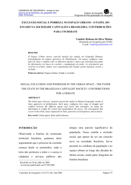 EXCLUS&Atilde;O SOCIAL E POBREZA NO ESPA&Ccedil;O URBANO