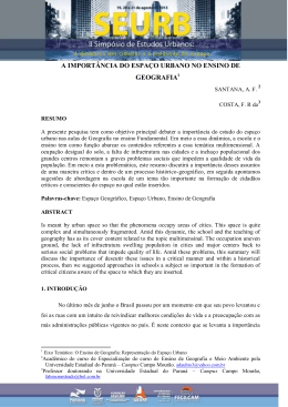 a import&acirc;ncia do espa&ccedil;o urbano no ensino de geografia