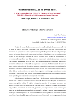 LEITURA DO ESPA&Ccedil;O URBANO E ENSINO