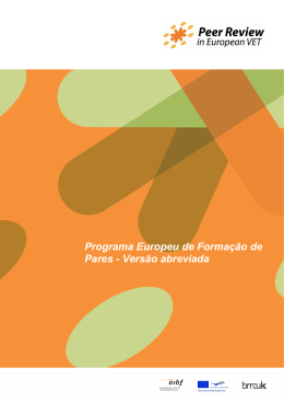 Programa Europeu de Forma&ccedil;&atilde;o de Pares - peer-review