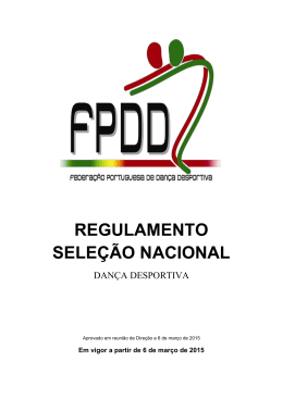 regulamento seleção nacional - Federação Portuguesa de Dança