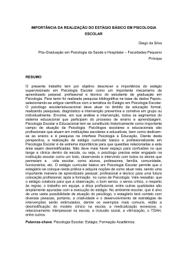 IMPORT&Acirc;NCIA DA REALIZA&Ccedil;&Atilde;O DO EST&Aacute;GIO B&Aacute;SICO EM