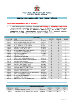 edital de convoca&ccedil;&atilde;o para teste pr&aacute;tico