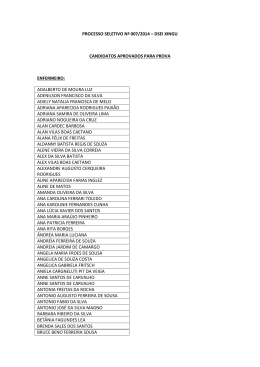 processo seletivo nº 007/2014 – dsei xingu candidatos aprovados