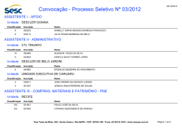 Convoca&ccedil;&atilde;o - Processo Seletivo N&ordm; 03/2012