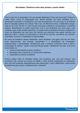 Atividades: Dist&acirc;ncia entre dois pontos e ponto m&eacute;dio