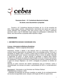 os atores, seus documentos e propostas