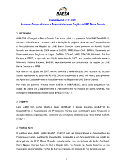 Edital BAESA no 01/2011 Apoio ao Cooperativismo e