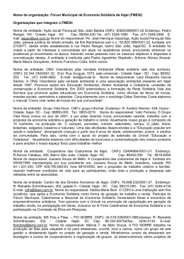 F&oacute;rum Municipal de Economia Solid&aacute;ria de Itaja&iacute; (FMESI)