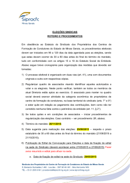 ELEIÇÕES SINDICAIS ROTEIRO E PROCEDIMENTOS Em