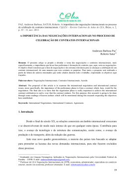 A IMPORT&Acirc;NCIA DAS NEGOCIA&Ccedil;&Otilde;ES INTERNACIONAIS