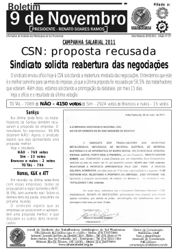 CSN: proposta recusada Sindicato solicita reabertura das