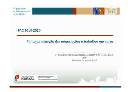 PAC 2014-2020 Ponto de situação das negociações e trabalhos em