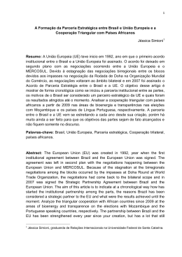 A Forma&ccedil;&atilde;o da Parceria Estrat&eacute;gica entre Brasil e Uni&atilde;o Europeia e