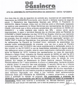pauta: 1) Reabertura das Negocia&ccedil;&otilde;es Salariais pelo MPOG. O