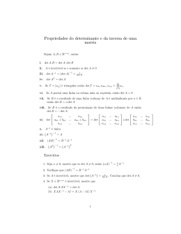 Propriedades do determinante e da inversa de uma matriz