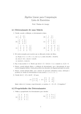 Álgebra Linear para Computação Lista de Exercícios