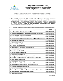 diretoria de gest&atilde;o &ndash; dg comiss&atilde;o especial de aliena&ccedil;&atilde;o e